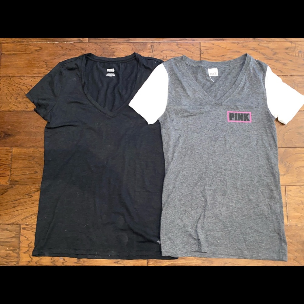 2 Victoria’s Secret PINK V Neck Tees